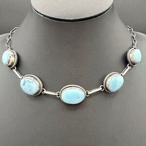 SOLD-Chunky Golden Hills Turquoise Choker – Sterling Silver
By Scott Skeets